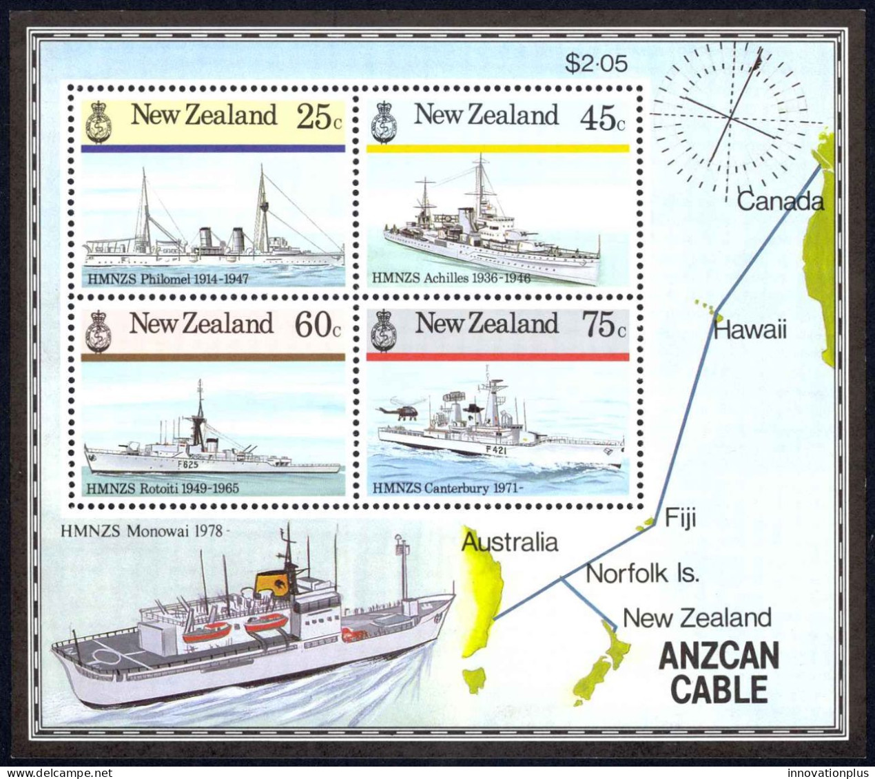 New Zealand Sc# 842a MNH Souvenir Sheet 1985 Navy Ships - Unused Stamps