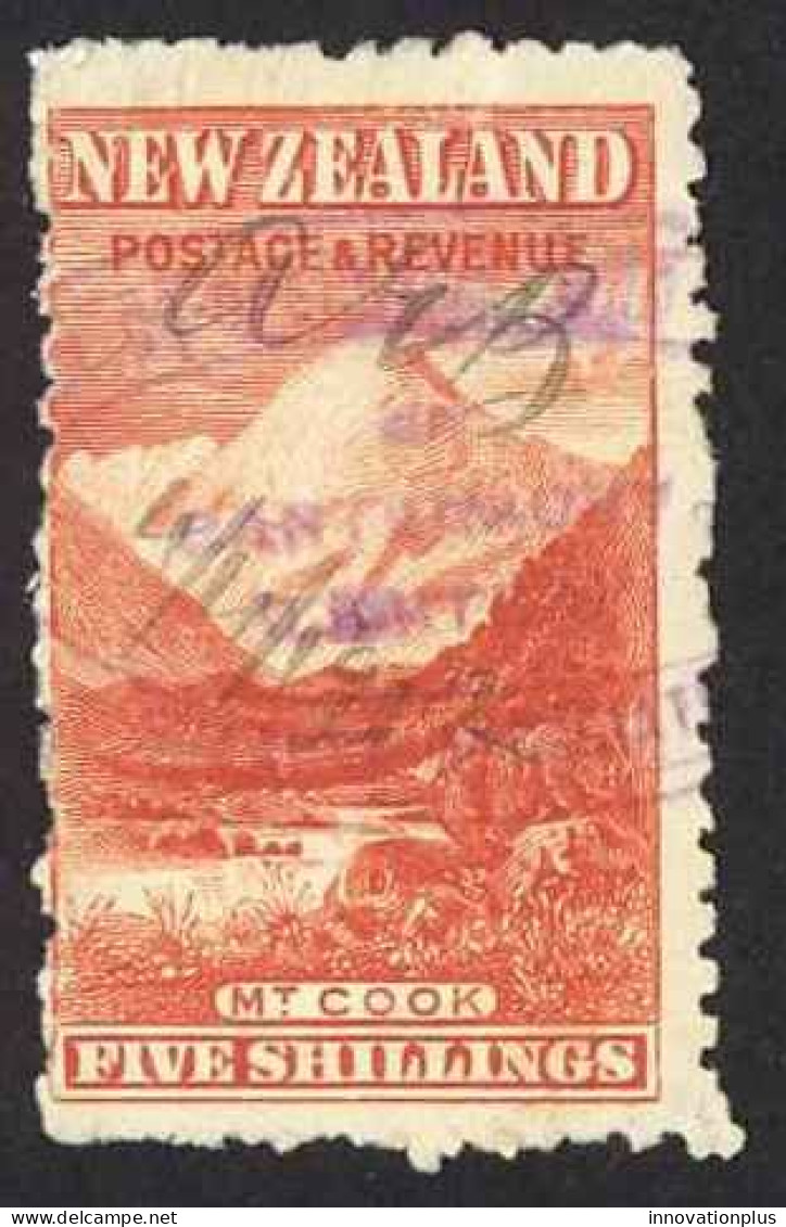 New Zealand Sc# 83 Used 1898 5sh Vermillion Milford Sound - Used Stamps