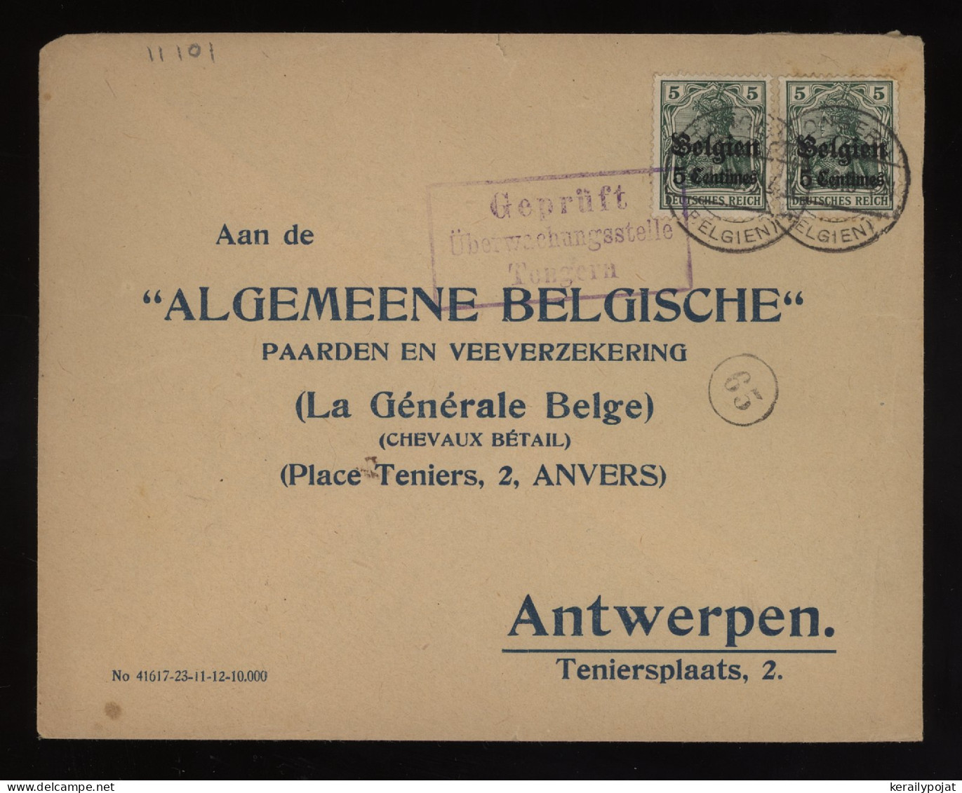 Germany Belgium 1917 Tongern Cover To Antwerpen__(11101) - OC38/54 Belgische Besetzung In Deutschland