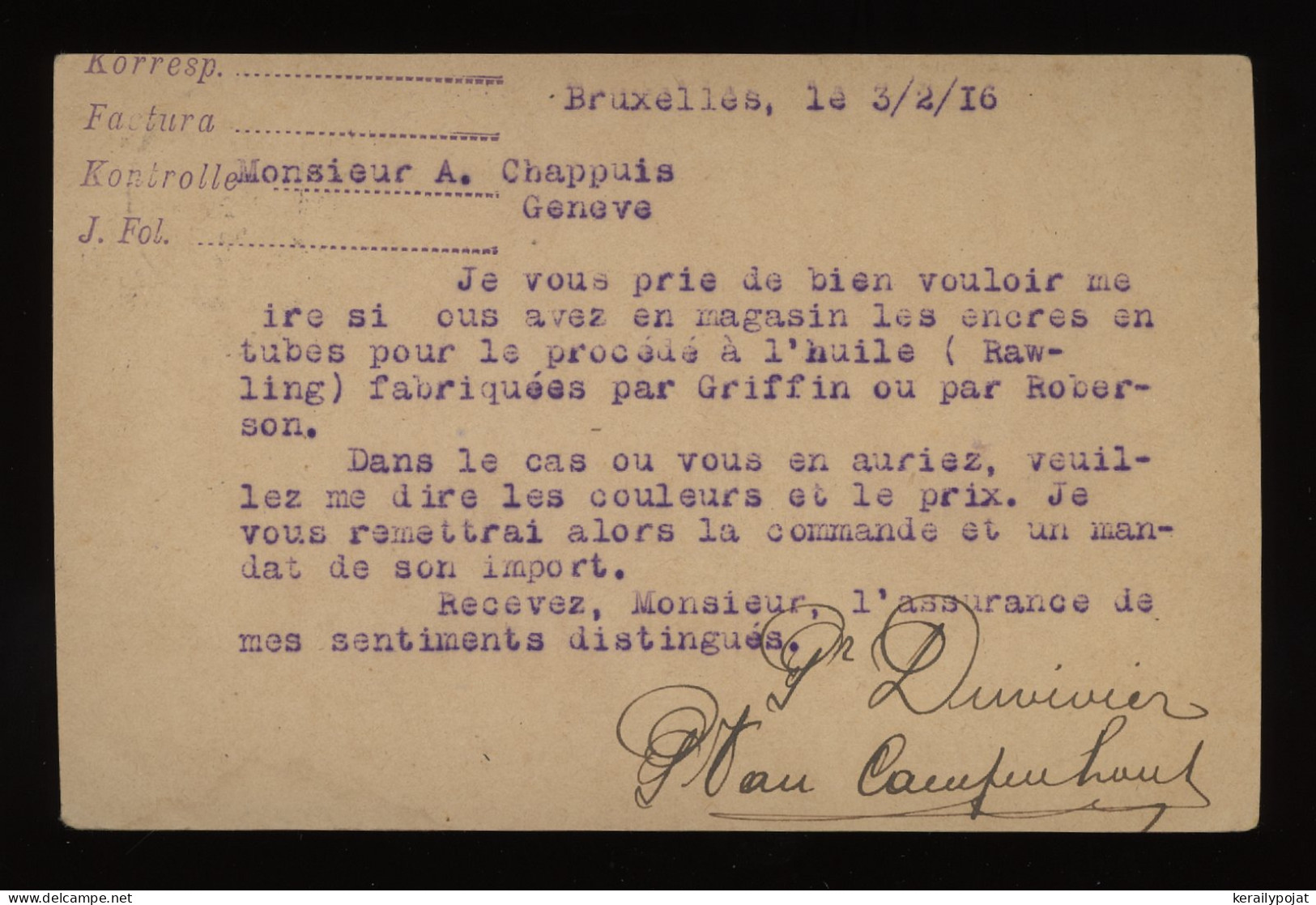 Germany Belgium 1916 Stationery Card To Switzerland__(12546) - OC38/54 Belgian Occupation In Germany