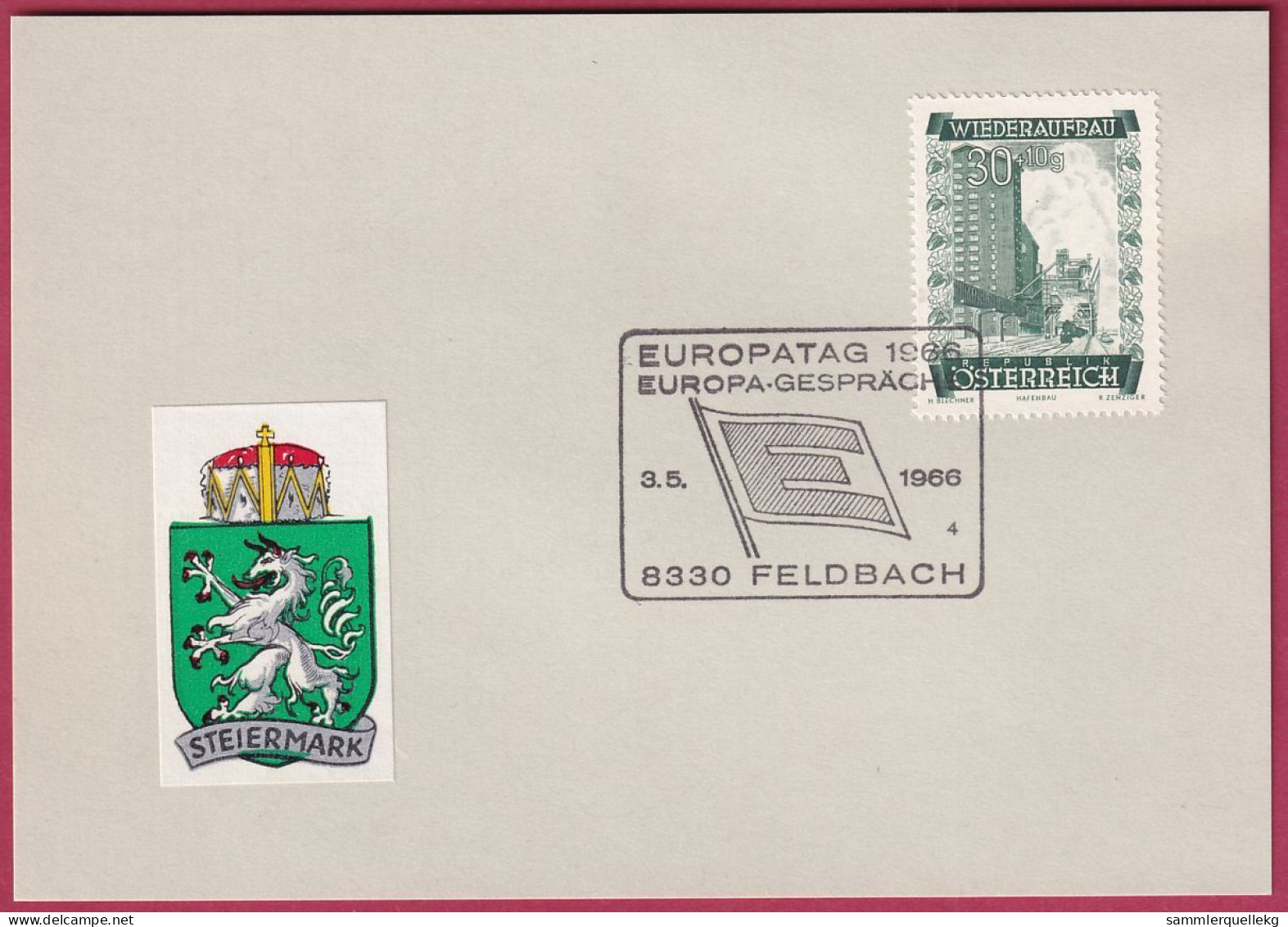 Österreich MNr. 860 Sonderstempel 3. 5. 1966 Feldbach Europatag 1966 - Briefe U. Dokumente