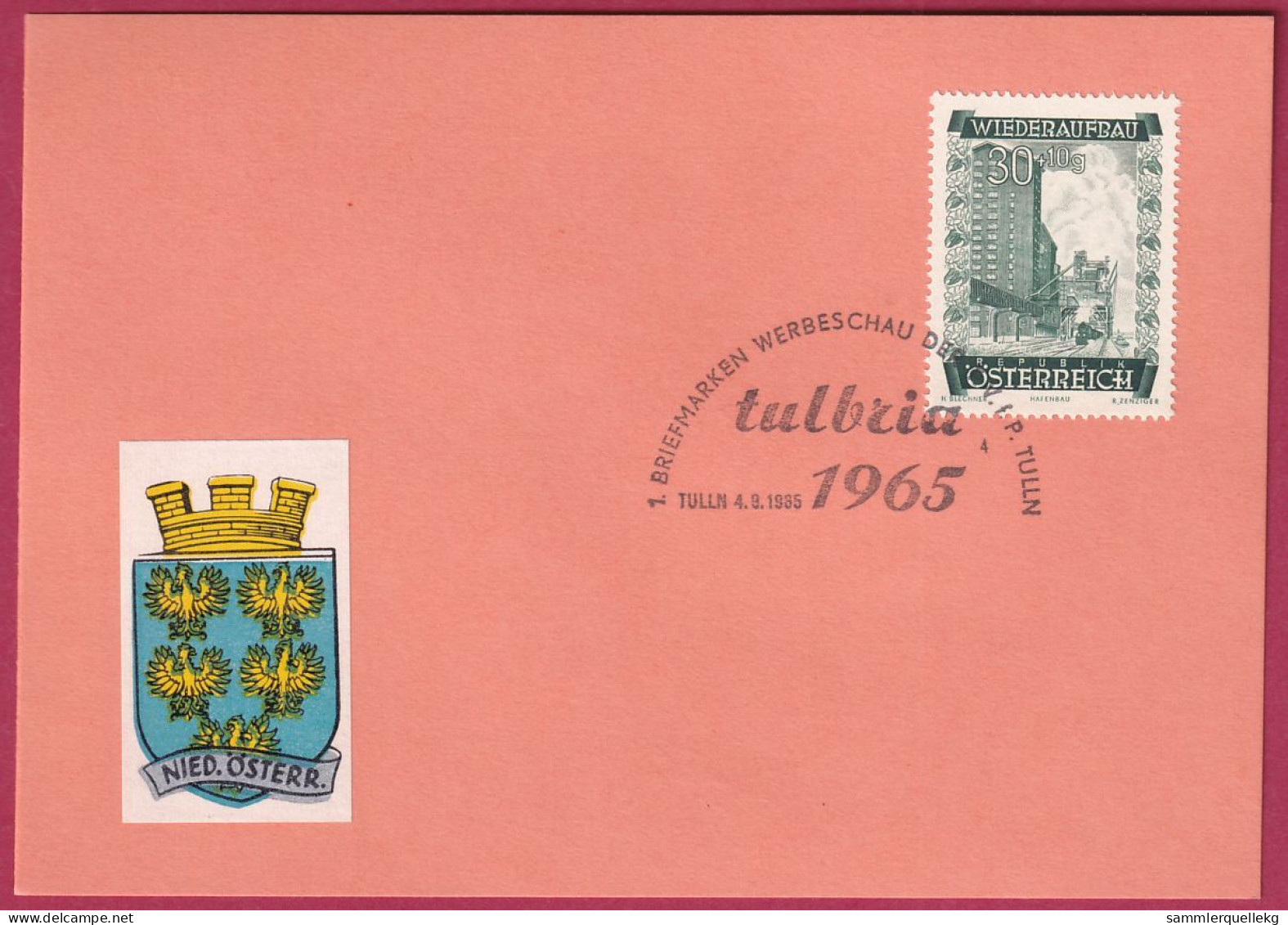 Österreich MNr. 860 Sonderstempel 4. 9. 1965 Tulln Tulbria 1965 - Lettres & Documents