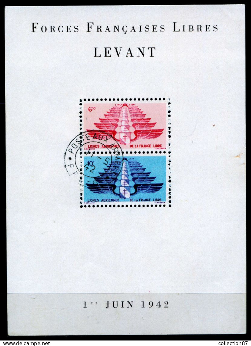 REF 087 > LEVANT < BLOC N° 1 Ø < Oblitéré Cachet Poste Aux Armées F.F.L. 6 Du 11-05-1942 < Ø Used Block - Gebraucht