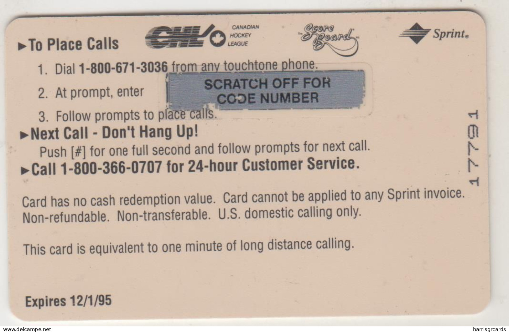USA - Ed Jovanovski ,Sprint Prepaid Card, Tirage 20.605, 12/94, Mint - Sprint