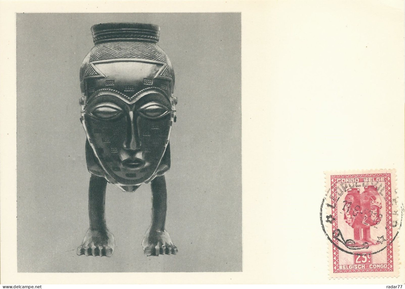 Carte Maximum Congo Belge N°280 Art Indigène 25c - Briefe U. Dokumente