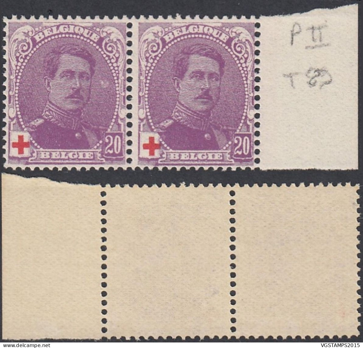 Belgique 1914 - Timbres Neufs.COB Nr.: 131a Dont 1 Avec Variété.Planche 2, Timbre 89.Une Paire. RARE¡¡¡ EB)  AR-02213 - 1914-1915 Croix-Rouge