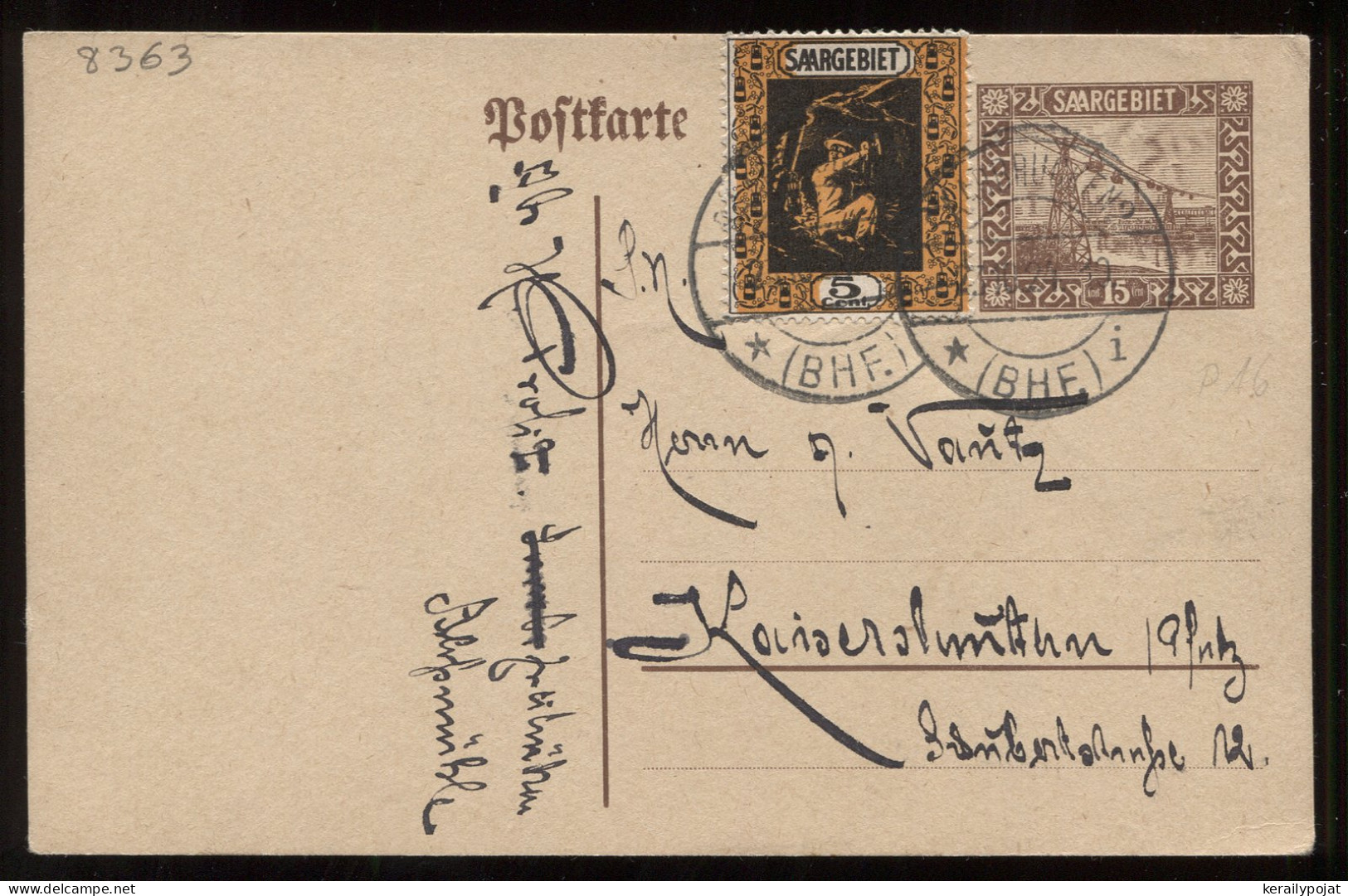 Saargebiet 1924 Saarbrucken 2 Stationery Card__(8363) - Postal Stationery