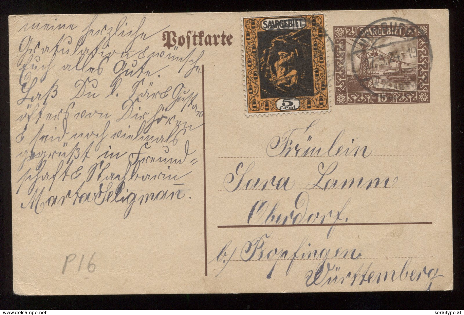 Saargebiet 1924 Homburg Stationery Card To Oberdorf __(8270) - Postal Stationery