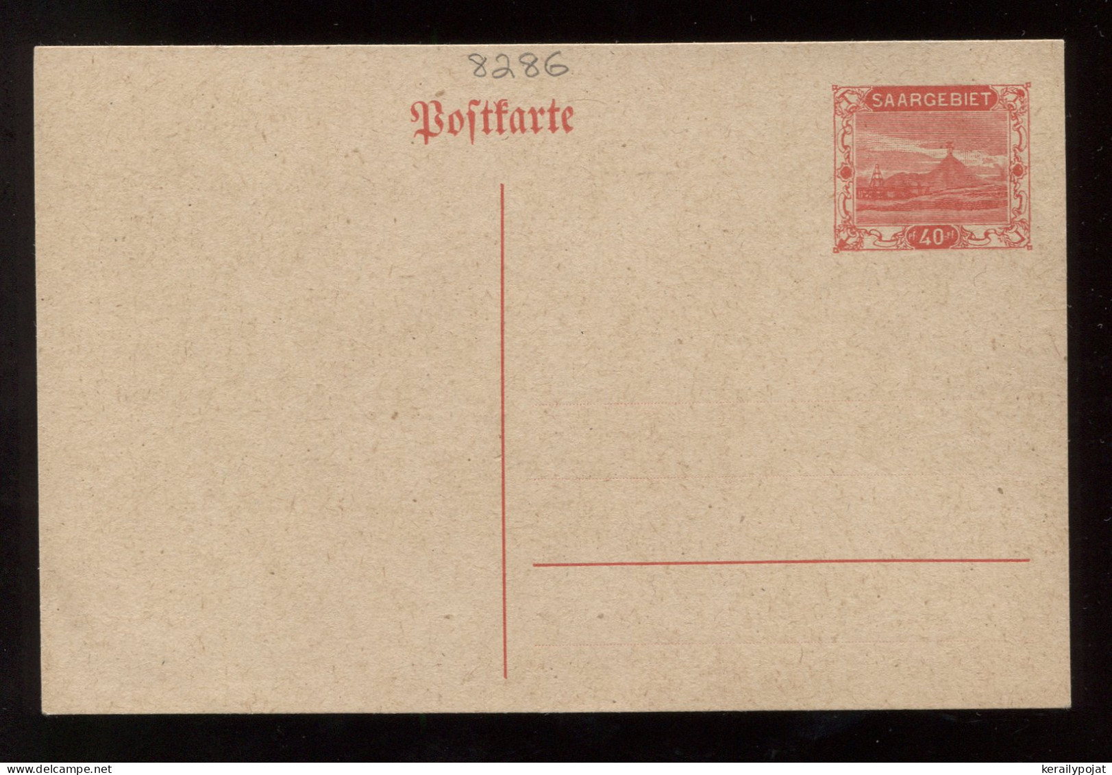 Saargebiet 1920's 40c Unused Stationery Card__(8286) - Entiers Postaux