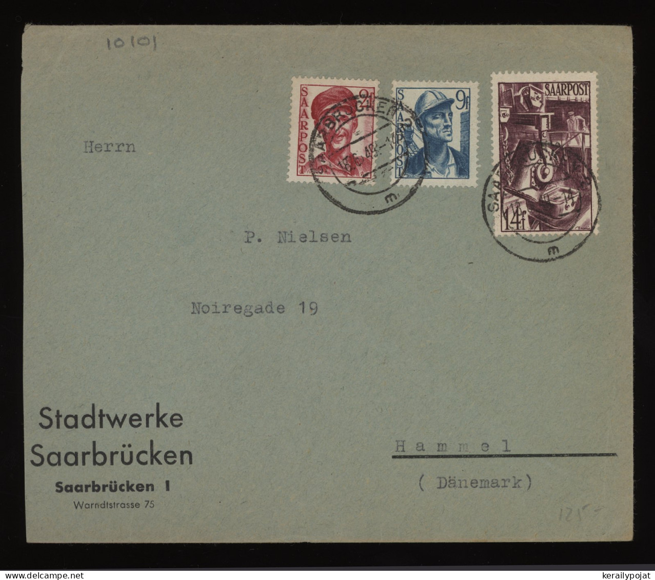 Saarpost 1949 Saarbrucken 2 Business Cover To Hammel__(10101) - Blocs-feuillets