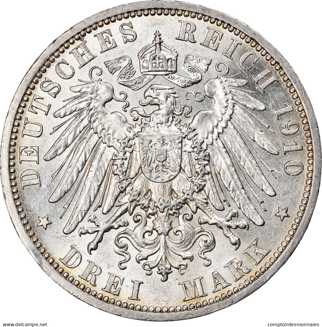 Monnaie, Etats Allemands, HESSE-DARMSTADT, Ernst Ludwig, 3 Mark, 1910, Berlin - Otros & Sin Clasificación