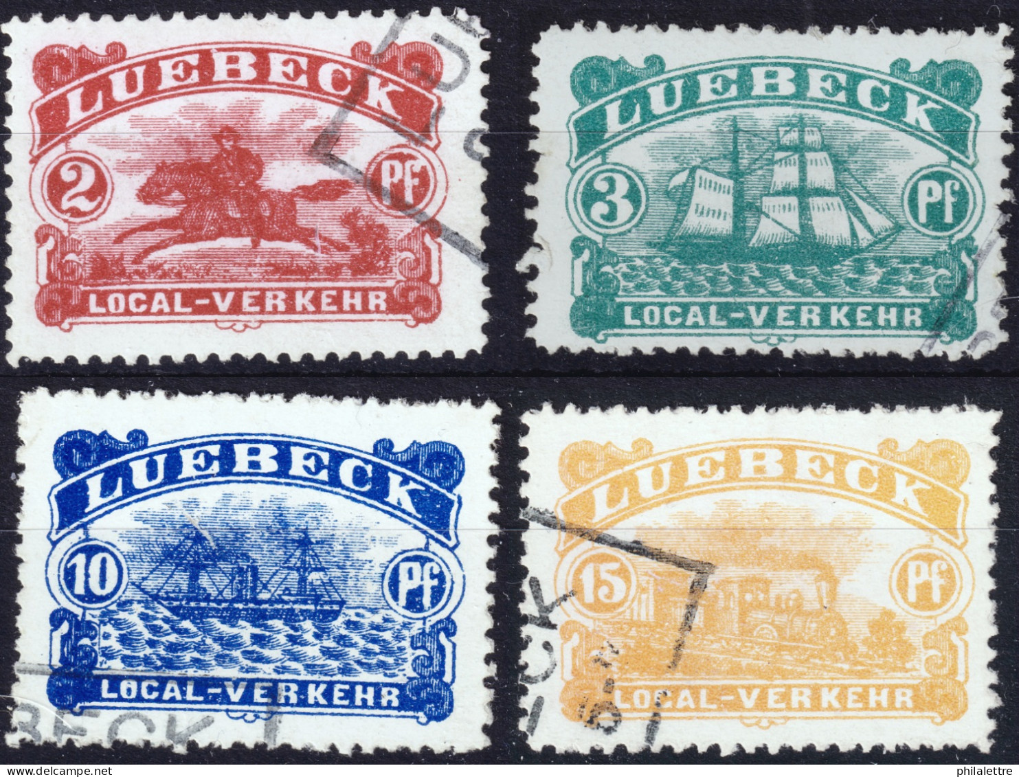 ALLEMAGNE / DEUTSCHLAND - 1888 LUEBECK Privatpost Ausgabe - 4 Werten - Gebrauchte - Sehrchön - Lubeck