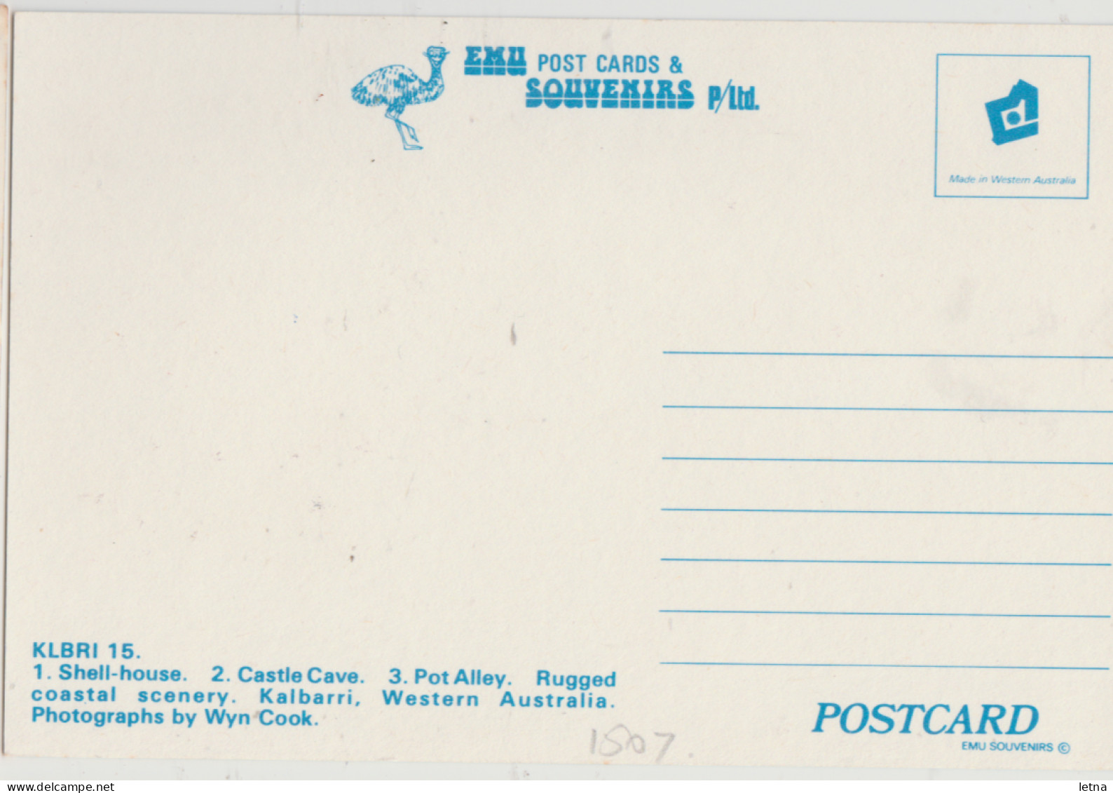 WESTERN AUSTRALIA WA Coastal Multiviews KALBARRI Emu KLBRI15 Postcard C1970s - Autres & Non Classés