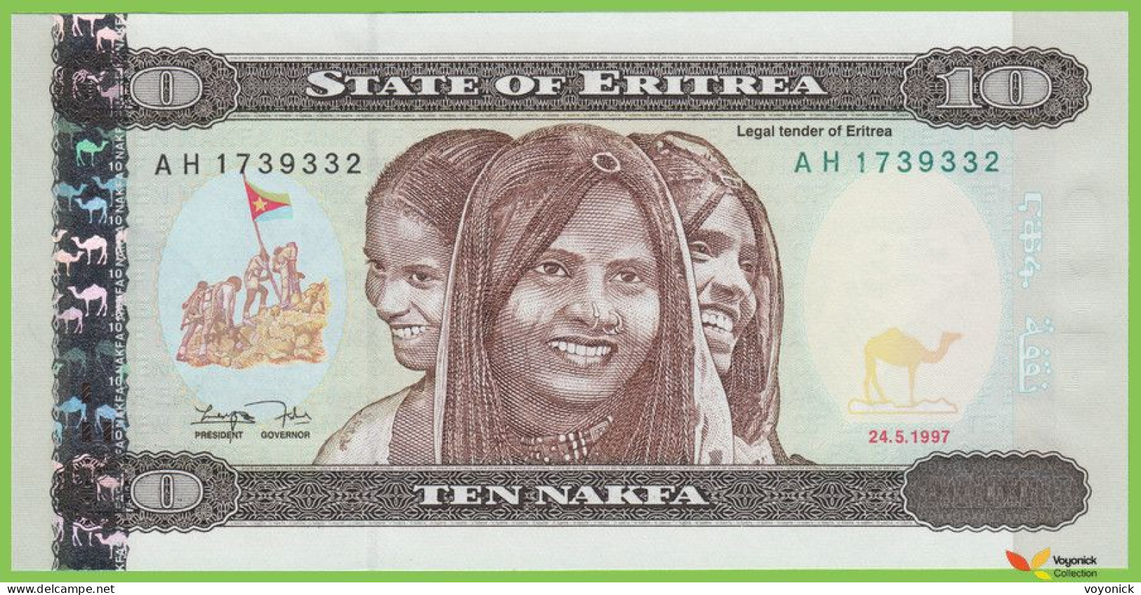 Voyo ERITREA 10 Nakfa 1997 P3 B103a AH UNC - Erythrée