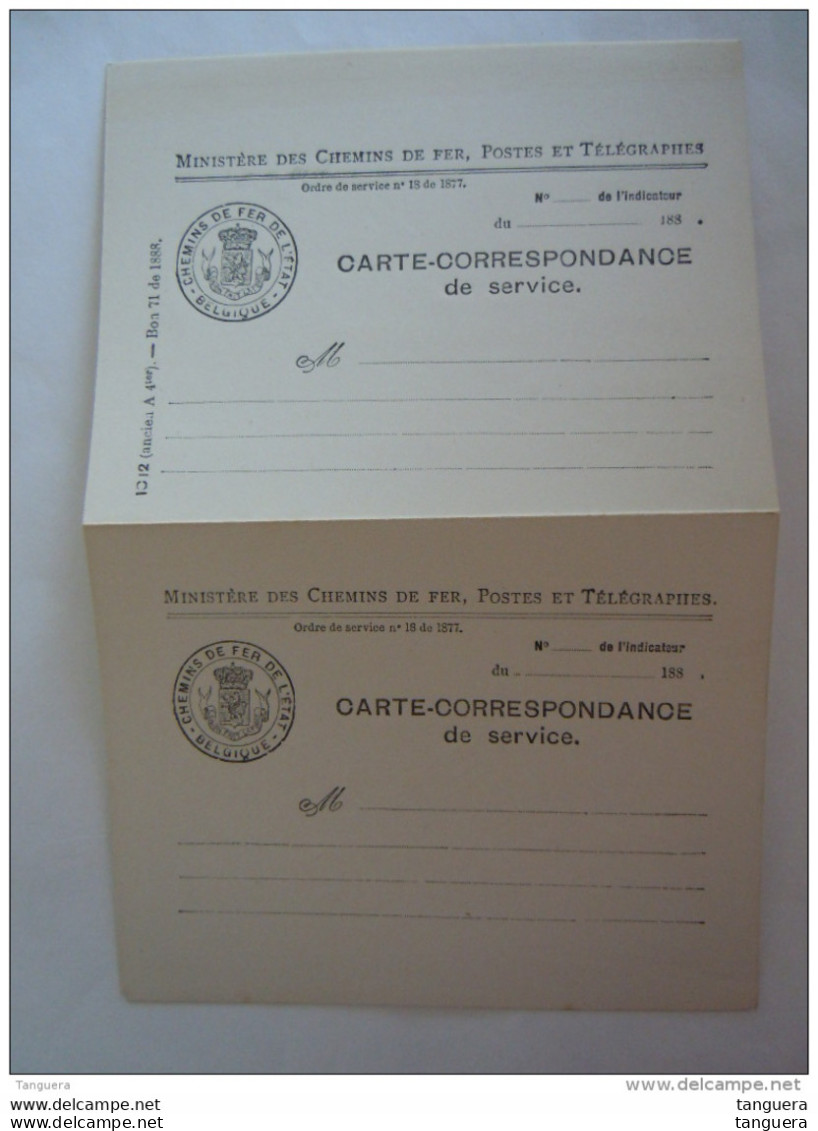 Belgique Carte Correspondance De Service Carte Reponse Ministère Des Chemins De Fer De L'état - Lettres & Documents