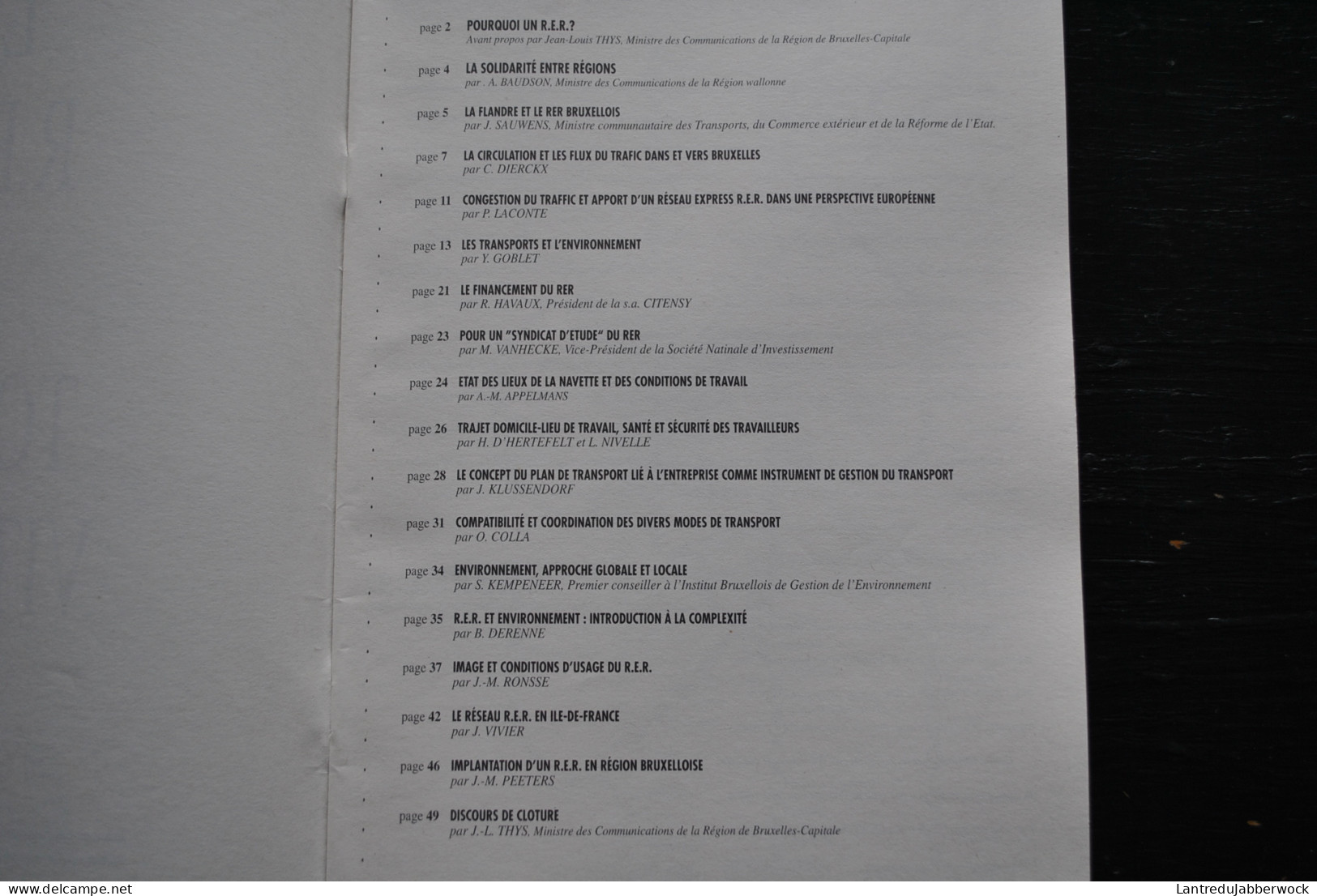 Le RER à Toute Vitesse  R.E.R Actes De La Table Ronde 1992 STIB MIVB SNCB NMBS Bruxelles Chemin De Fer  - Bahnwesen & Tramways