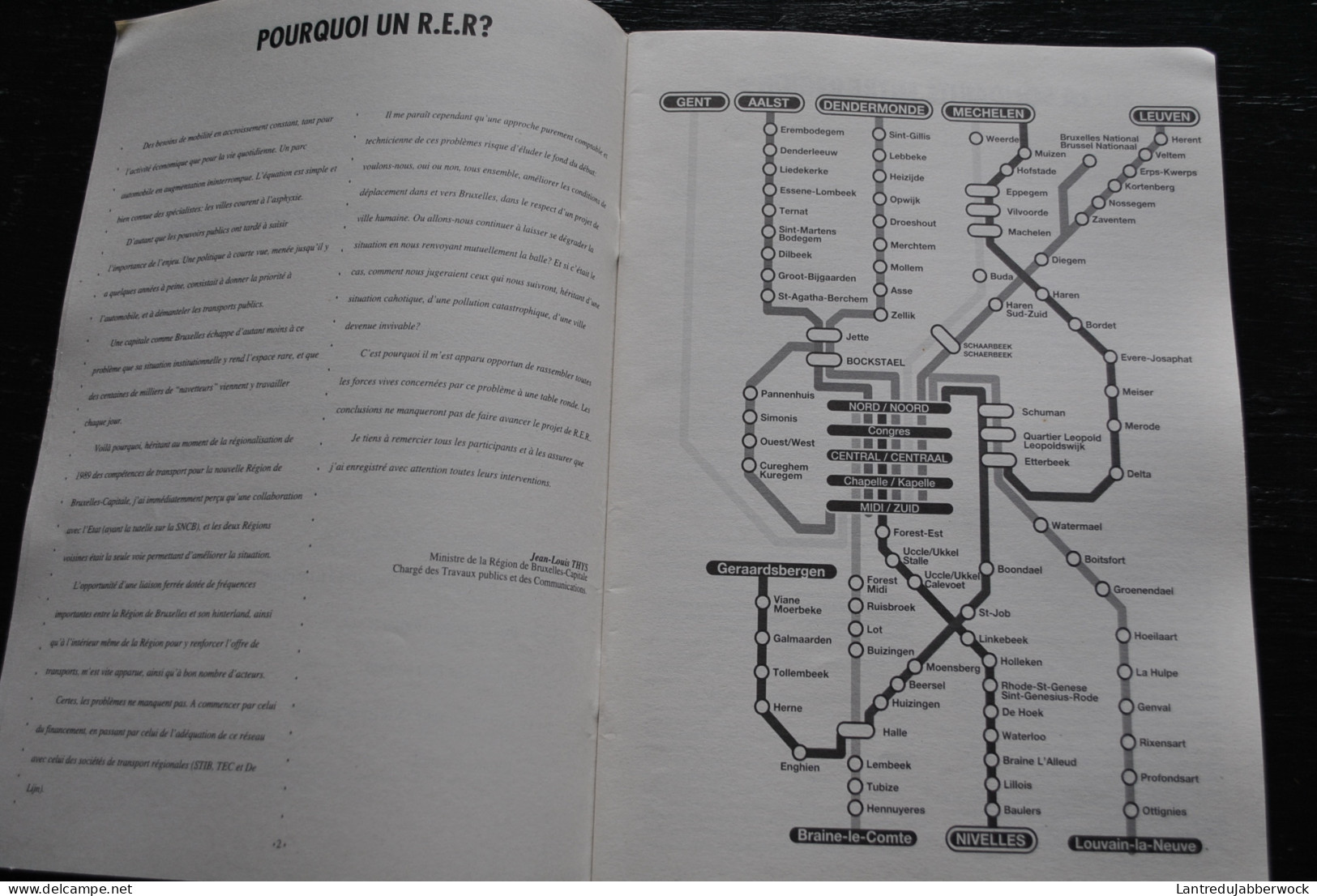 Le RER à Toute Vitesse  R.E.R Actes De La Table Ronde 1992 STIB MIVB SNCB NMBS Bruxelles Chemin De Fer  - Bahnwesen & Tramways