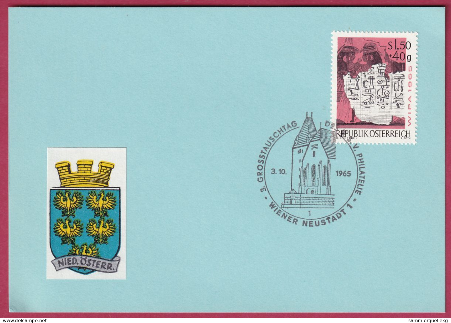 Österreich MNr.1184 Sonderstempel 3. 10. 1965 Wiener Neustadt 3. Grosstauschtag - Lettres & Documents