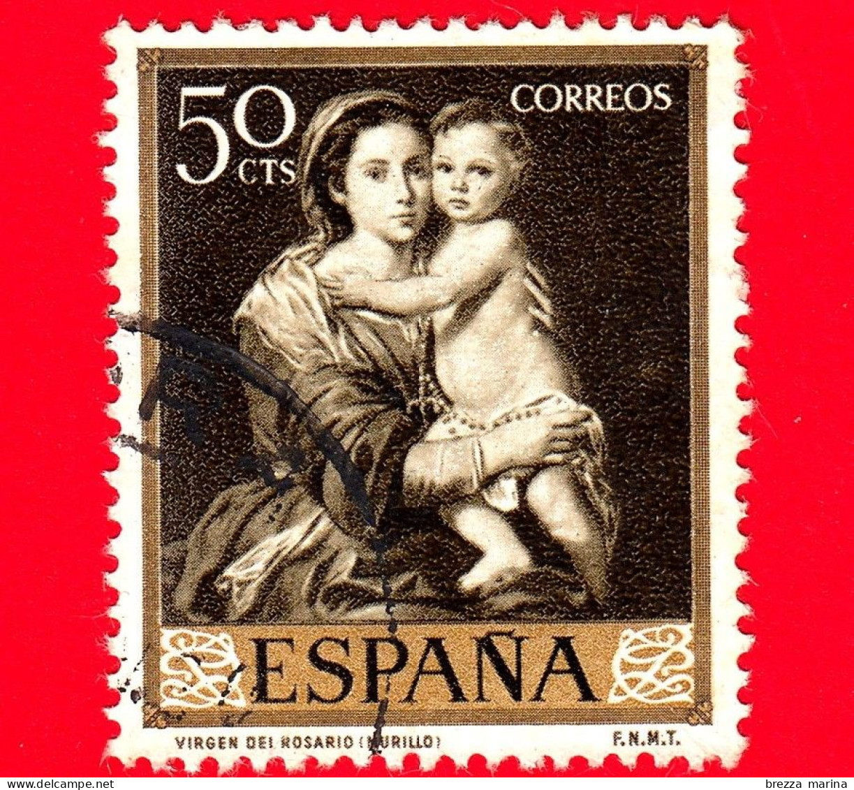 SPAGNA  - Usato - 1960 - Giornata Del Francobollo - Dipinti Di Bartolomé Esteban Murillo - Vergine Del Rosario - 50 - Gebruikt