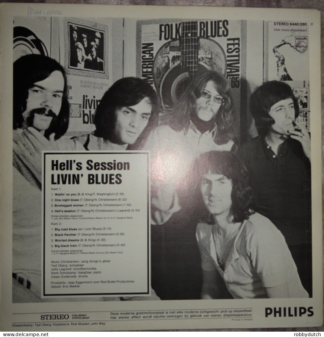 * LP *  LIVIN'  BLUES - HELL'S SESSION (Holland 1969 Reissue) - Blues