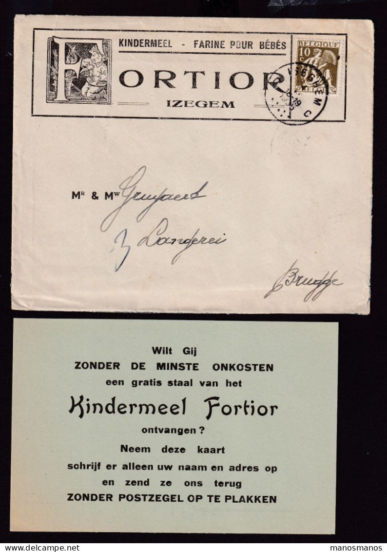 DDFF 814 -- IMPRIME (+ Contenu 3 Documents) TP Cérès ISEGHEM 1935 - Kindermeel FORTIOR - Fabriek Te EMELGEM - 1932 Ceres En Mercurius