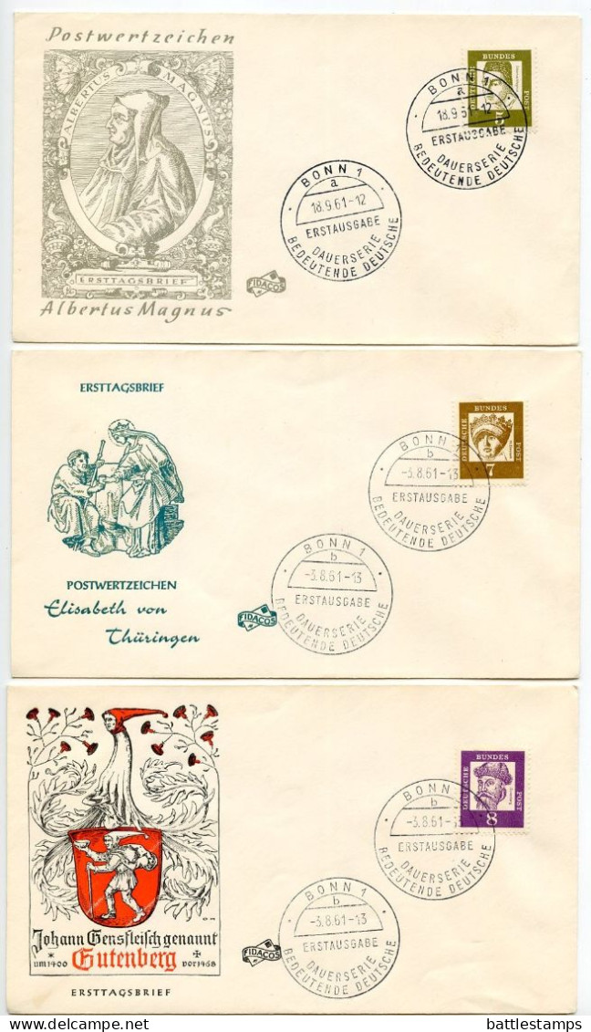 Germany, West 1961-64 15 FDCs Scott 824-828, 830-839 Famous Germans - 1961-1970