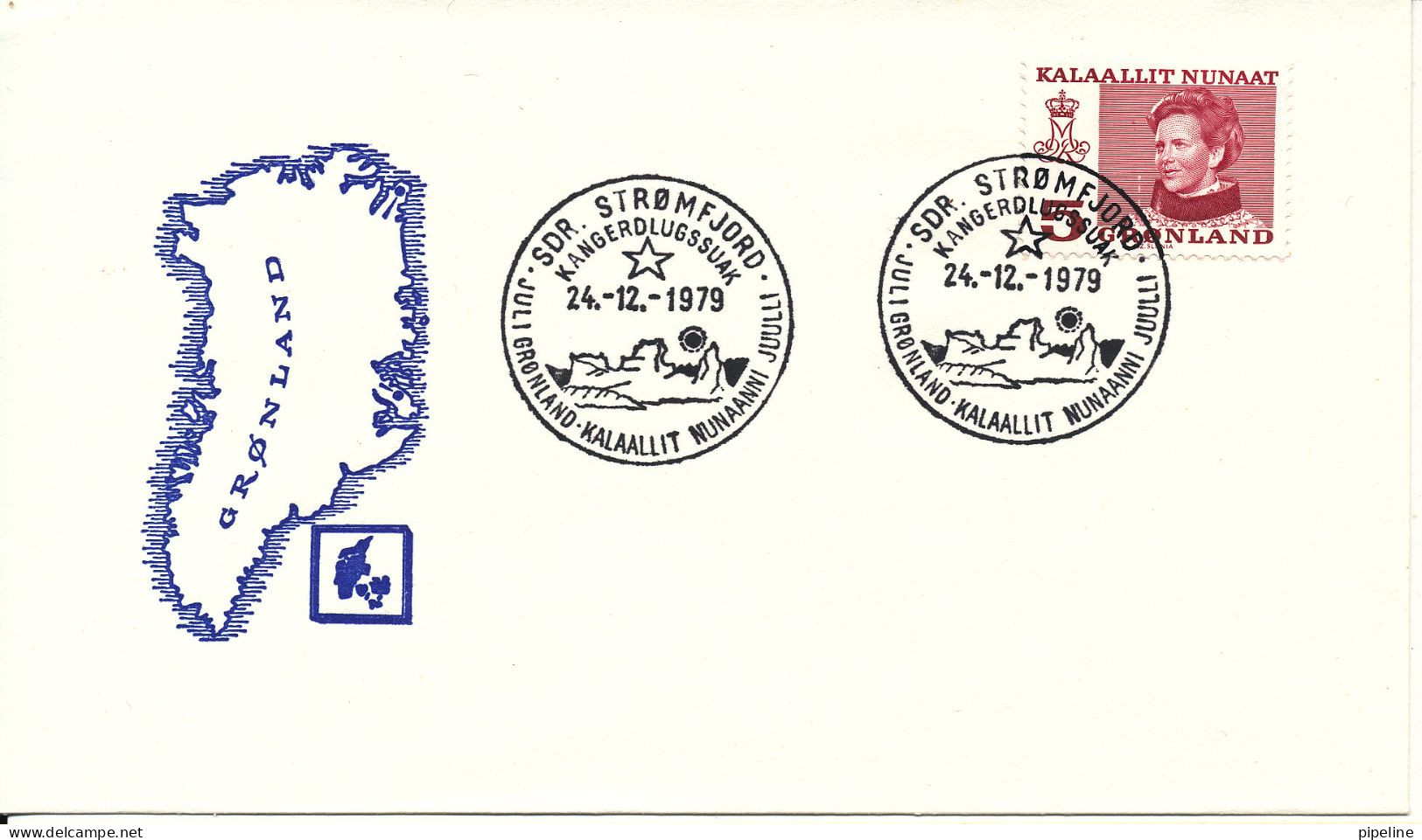 Greenland Cover With Special Christmas Postmark Sdr. Strömfjord 24-12-1979 - Brieven En Documenten