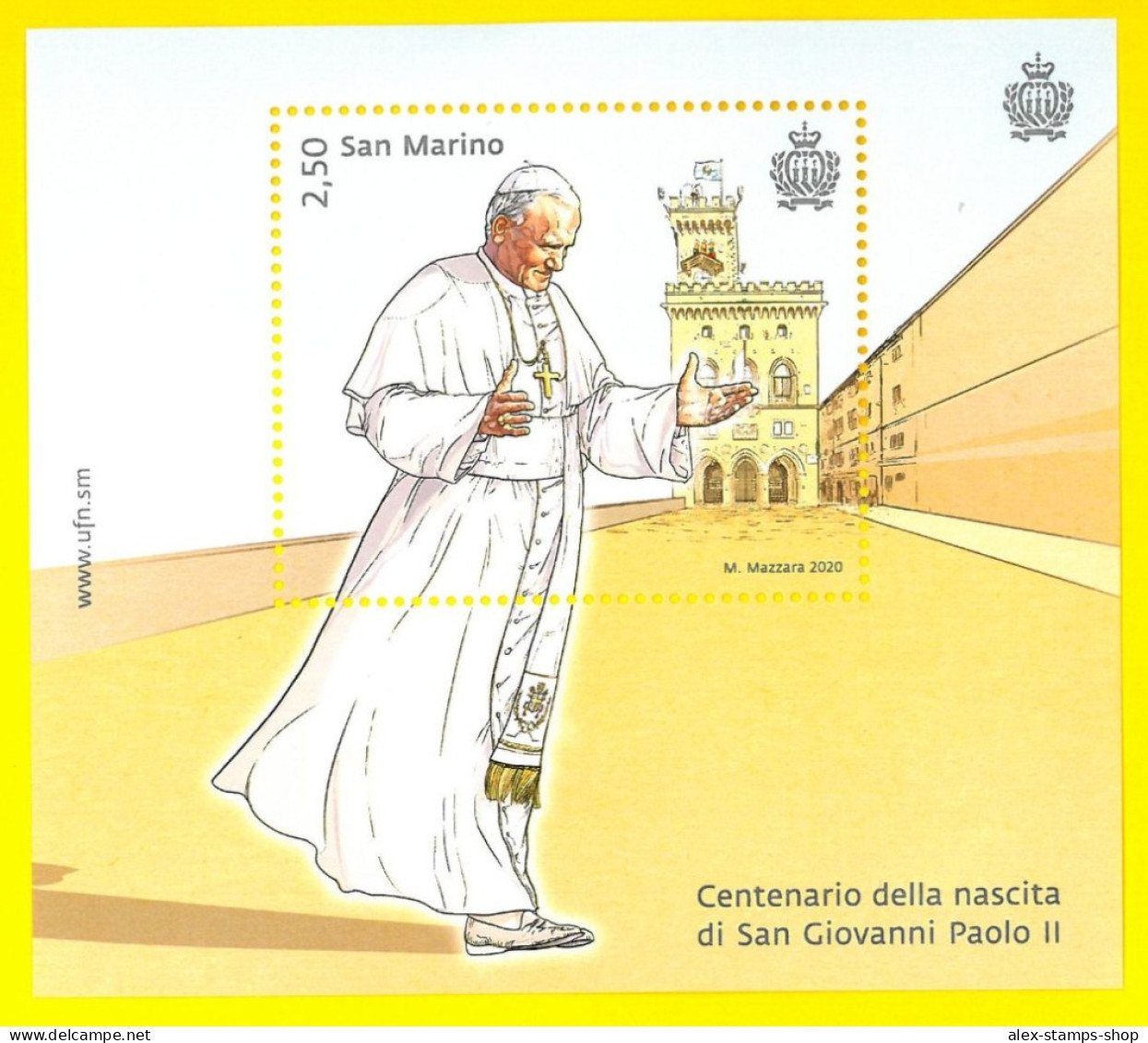 SAN MARINO 2020 Foglietto PAPA GIOVANNI PAOLO II WOJTYLA NUOVO - New Sheet - Unused Stamps