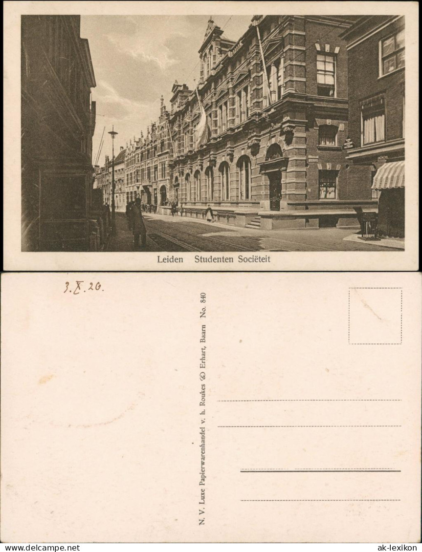 Postkaart Leiden Leyden Straße Studenten Societät 1928 - Leiden