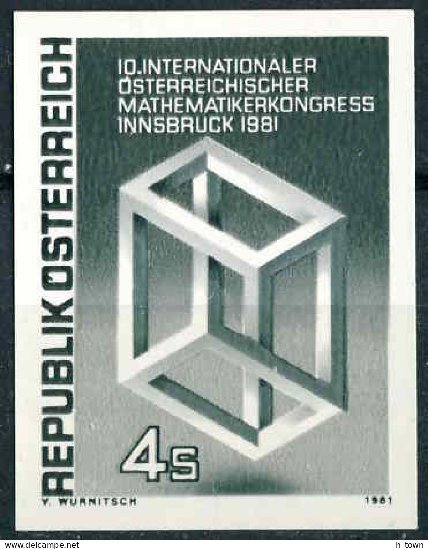 234  Congrès De Mathématiques, Autiche 1981 - Congress Of Mathematics: Black Print Of The Stamp From Austria - Autres & Non Classés