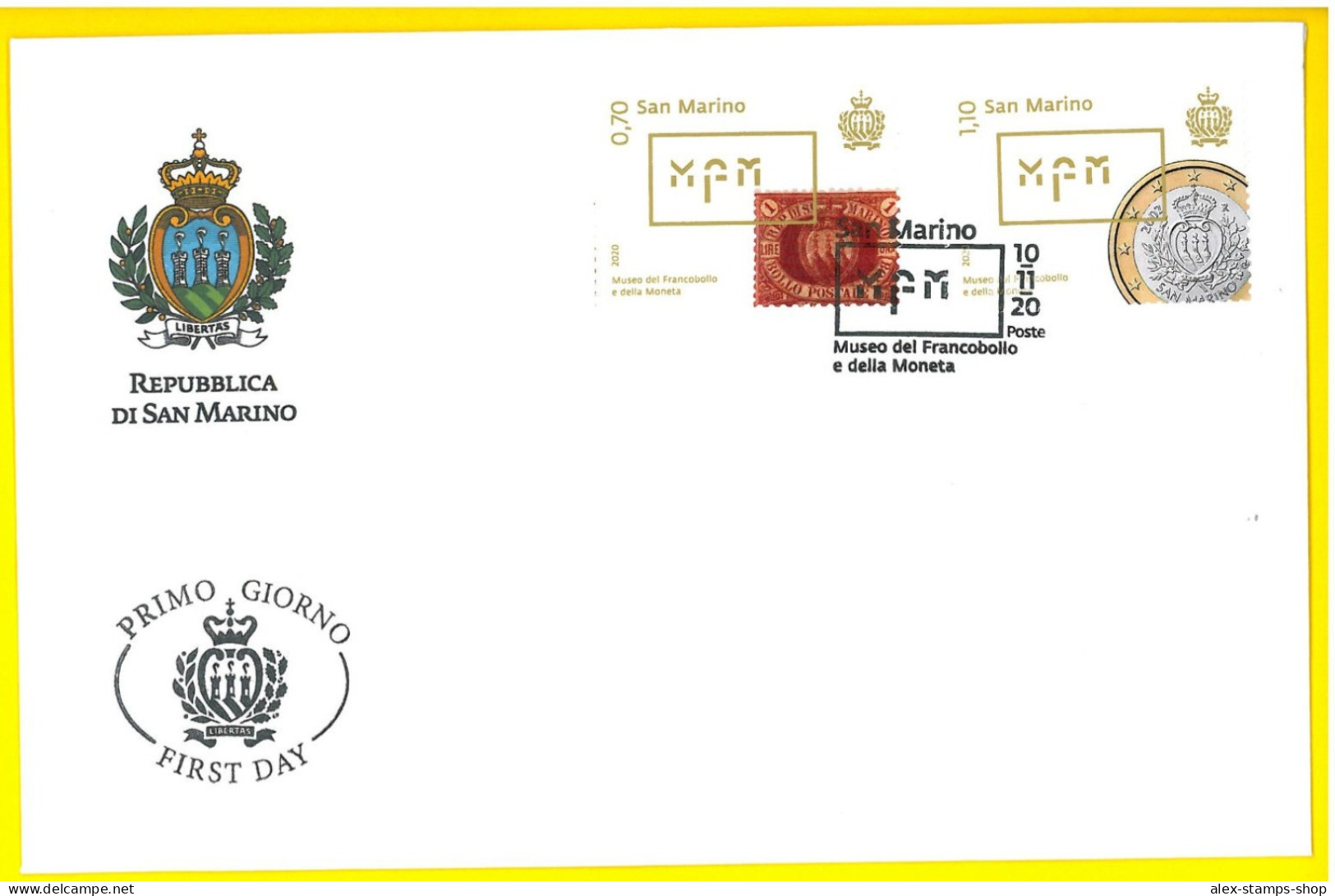 SAN MARINO 2020 FDC Museo Del Francobollo E Della Moneta FIRST DAY COVER - FDC