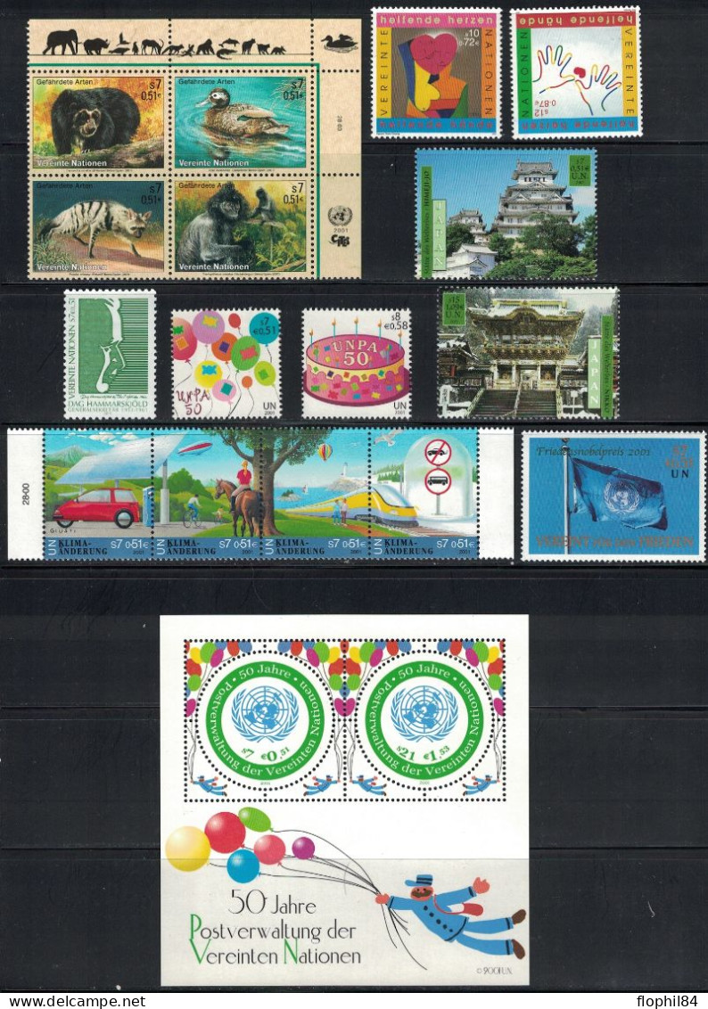 NATIONS UNIES - VIENNE - ENSEMBLE DE TIMBRES BLOCS ET CARNET DE L'ANNEE 2000-2001 - NEUF - FACIALE 28€ - LES 2 CARNETS - Nuevos