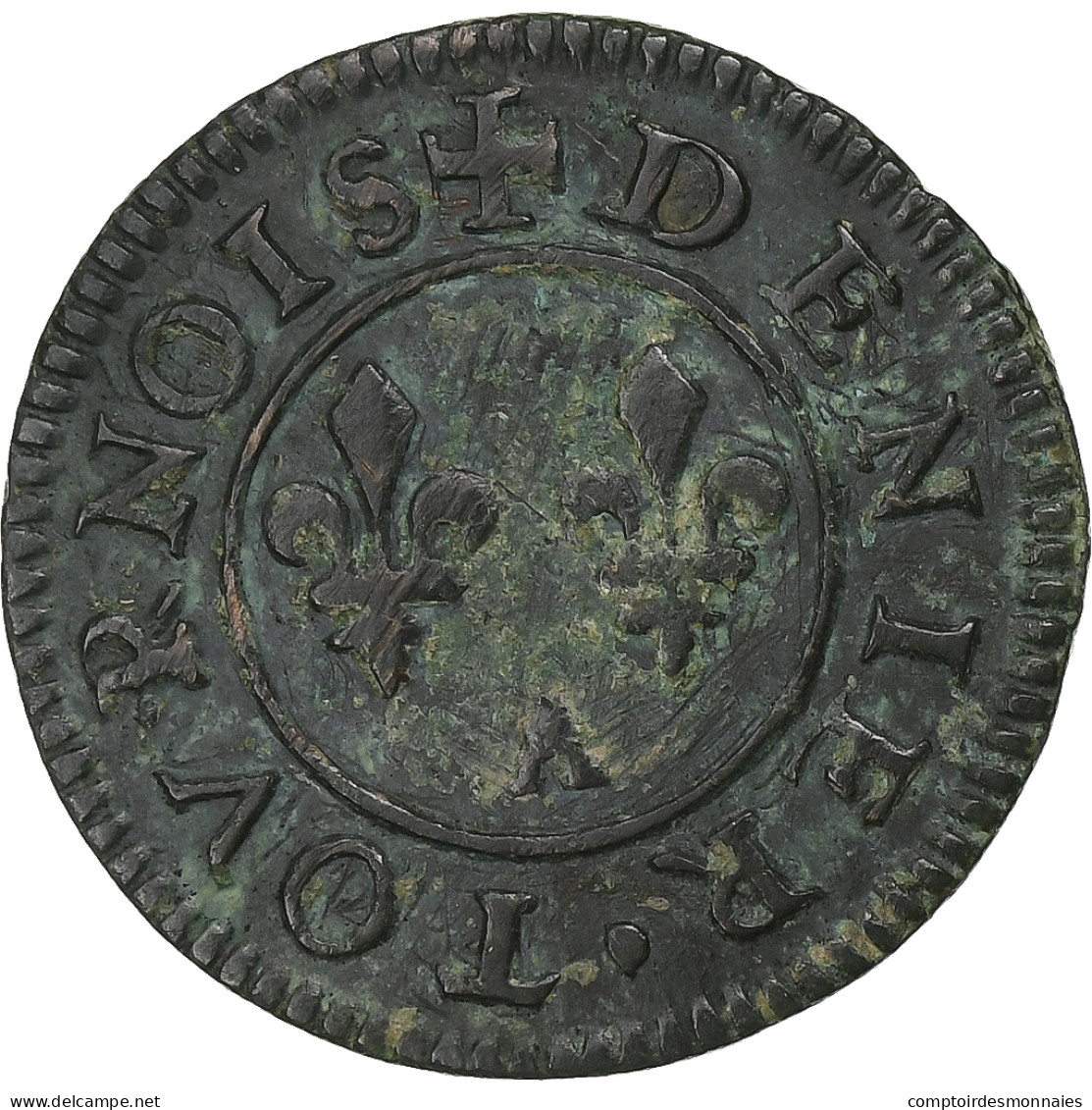 France, Henri III, Denier Tournois, Paris, Cuivre, TTB, Gadoury:450 - 1574-1589 Heinrich III.