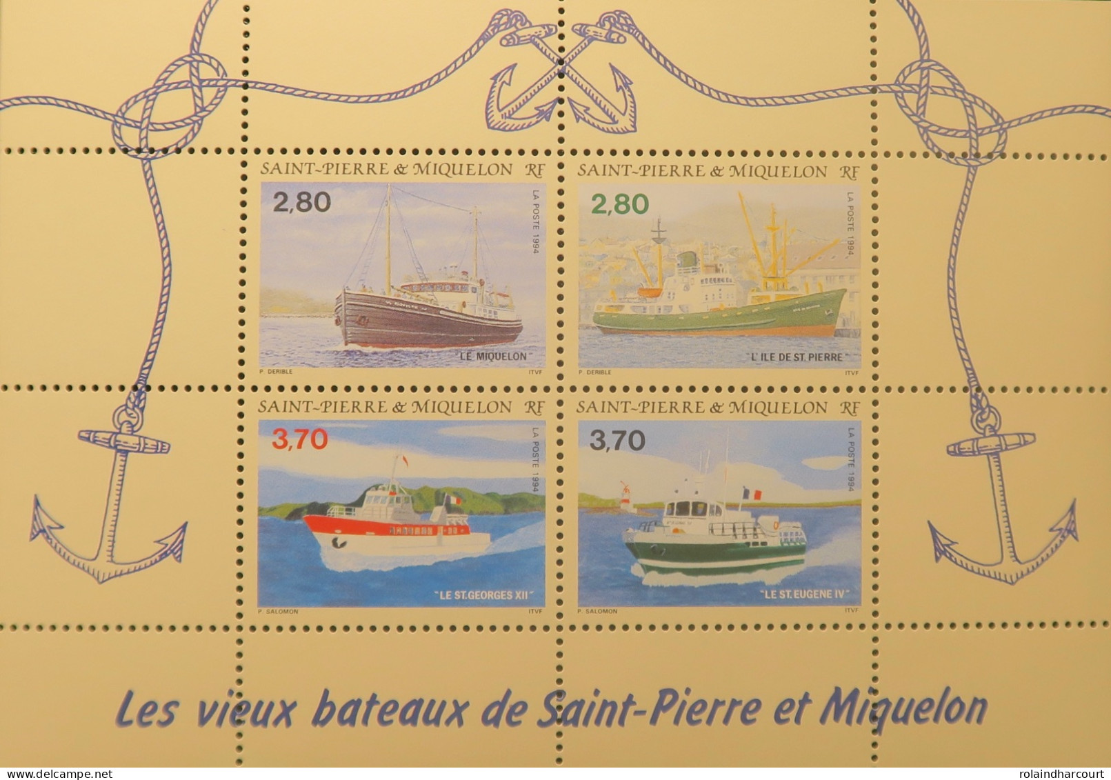 LP3969/462 - SPM - 1994 - VIEUX BATEAUX De SAINT-PIERRE Et MIQUELON - N°4 BLOC NEUF** - Cote (2024) : 12,00 € - Blocks & Sheetlets