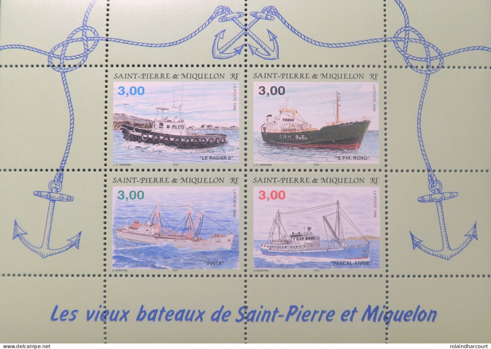 LP3969/458 - SPM - 1996 - VIEUX BATEAUX De SAINT-PIERRE Et MIQUELON - N°5 BLOC NEUF** - Cote (2024) : 10,40 € - Blocks & Kleinbögen