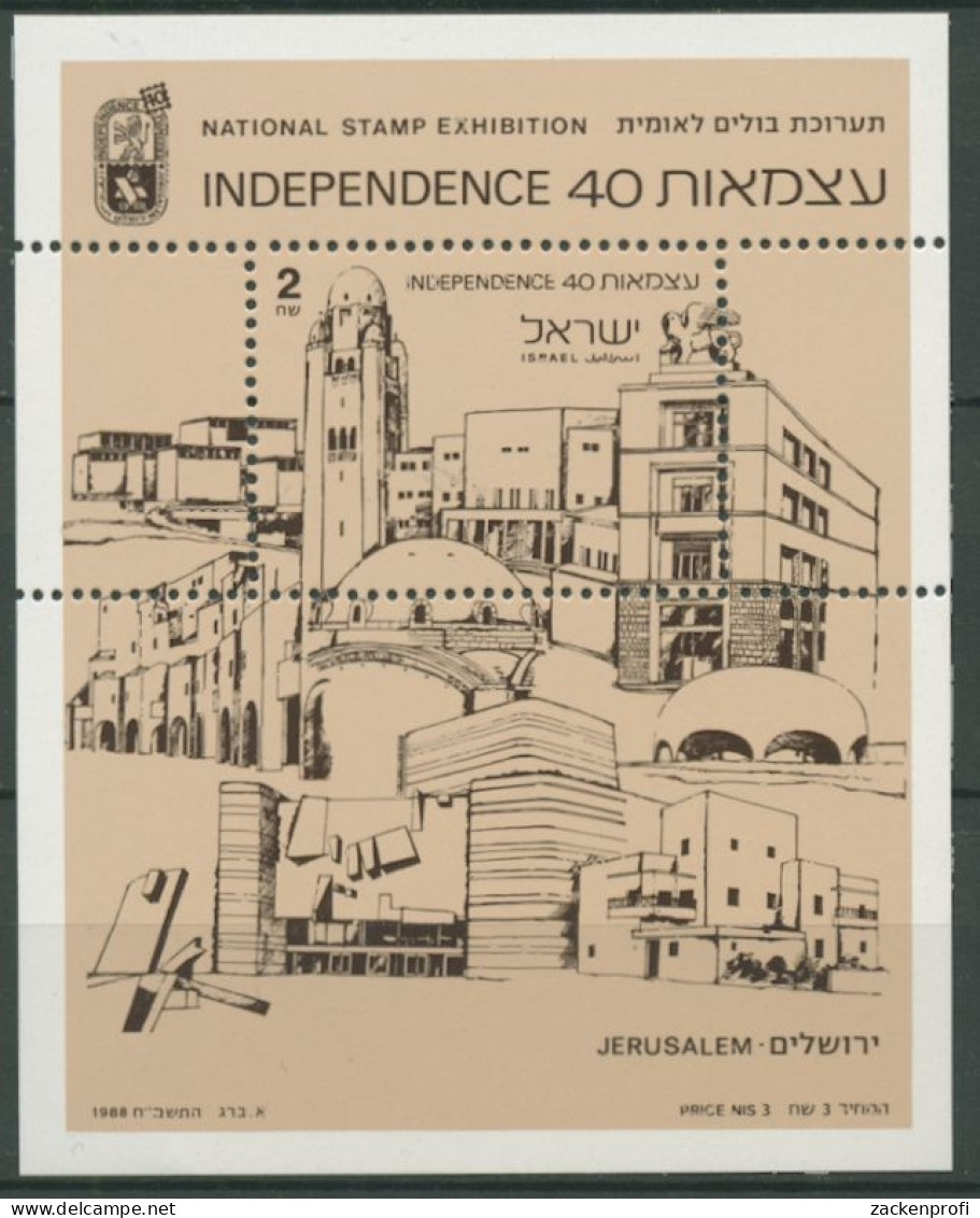 Israel 1988 Briefmarkenausstellung INDEPENDENCE '40 Block 37 Postfrisch (C70284) - Blocks & Kleinbögen