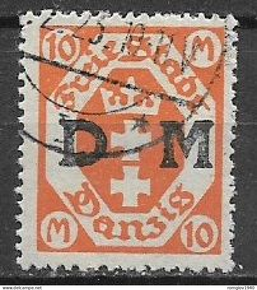 DANZICA 1921-23  SERVIZIO  FRANCOBOLLI DEL 1921-23 SOPRASTAMPATI  UNIF. 27  USATO VF - Service