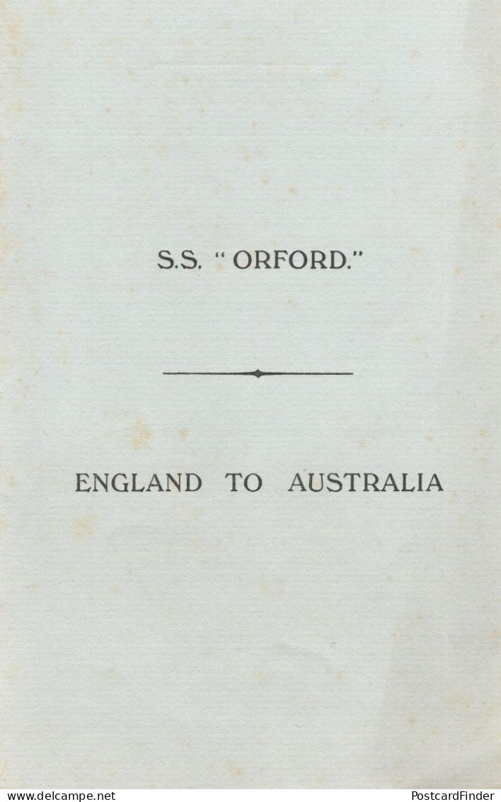 SS Orford 1938 Ship Port Said Cruise To Australia Programme - Autres & Non Classés