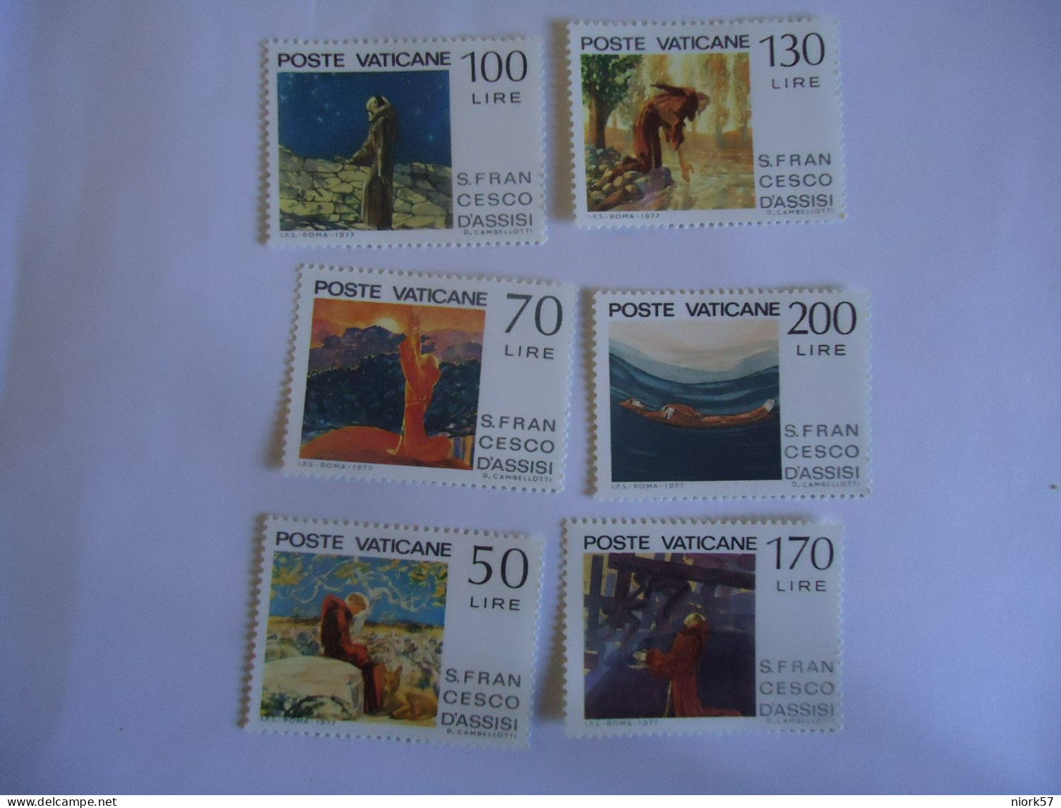 VATICAN MNH  STAMPS SET 6   S.FRACESCO ASSISI   PAINTINGS1977 - Religieux