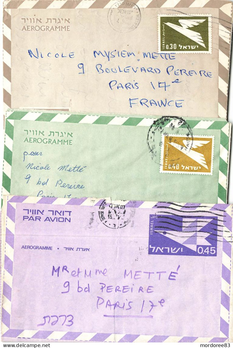 ISRAEL LOT DE 29 LETTRES AVEC CORRESPONDANCE PERIODE 1970 - 1977 - Lots & Serien