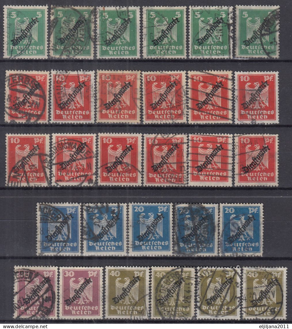 ⁕ Germany, Deutsches Reich 1924 ⁕ Dienstmarke / Official Stamps, Overprint Mi.106-110 ⁕ 29v Used - Servizio