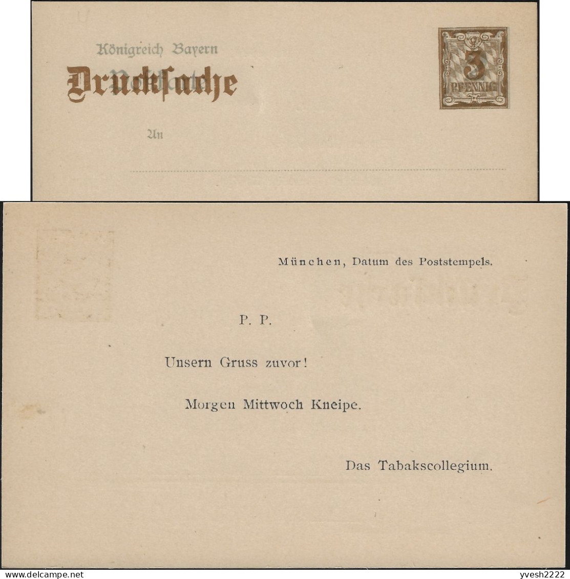 Bavière 1906. Entier Postal Timbré Sur Commande. Réunion Du Tabakscollegium, Groupe Pour Profiter Du Tabac Et Socialiser - Tobacco