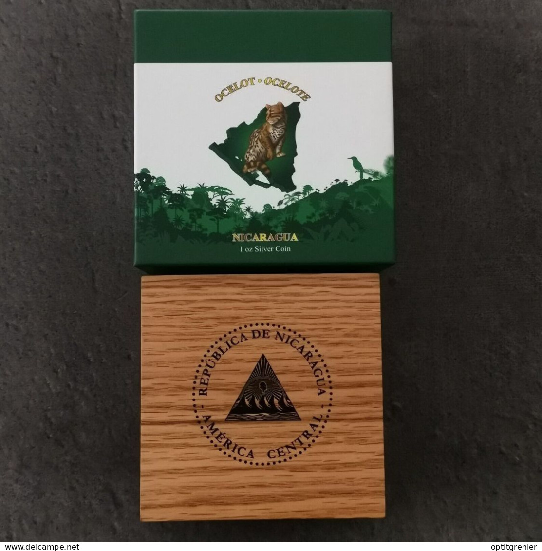 COFFRET 100 CORDOBAS ARGENT 2018 OCELOT NICARAGUA 5000 Ex. / 1 OZ 999 SILVER - Nicaragua