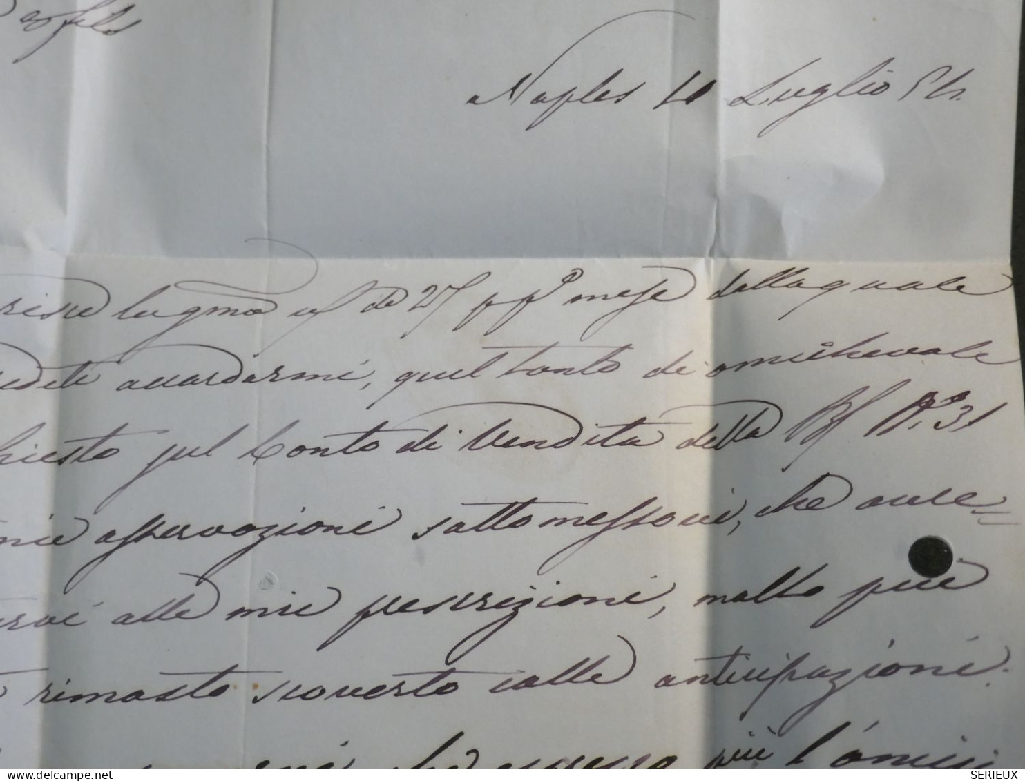 C  ITALIA  2 SICILES  BELLE  LETTRE RRR SIGNEE 1854   NAPOLI   A MARSEILLE LYON  + +AFF. INTERESSANT++ - Sicile