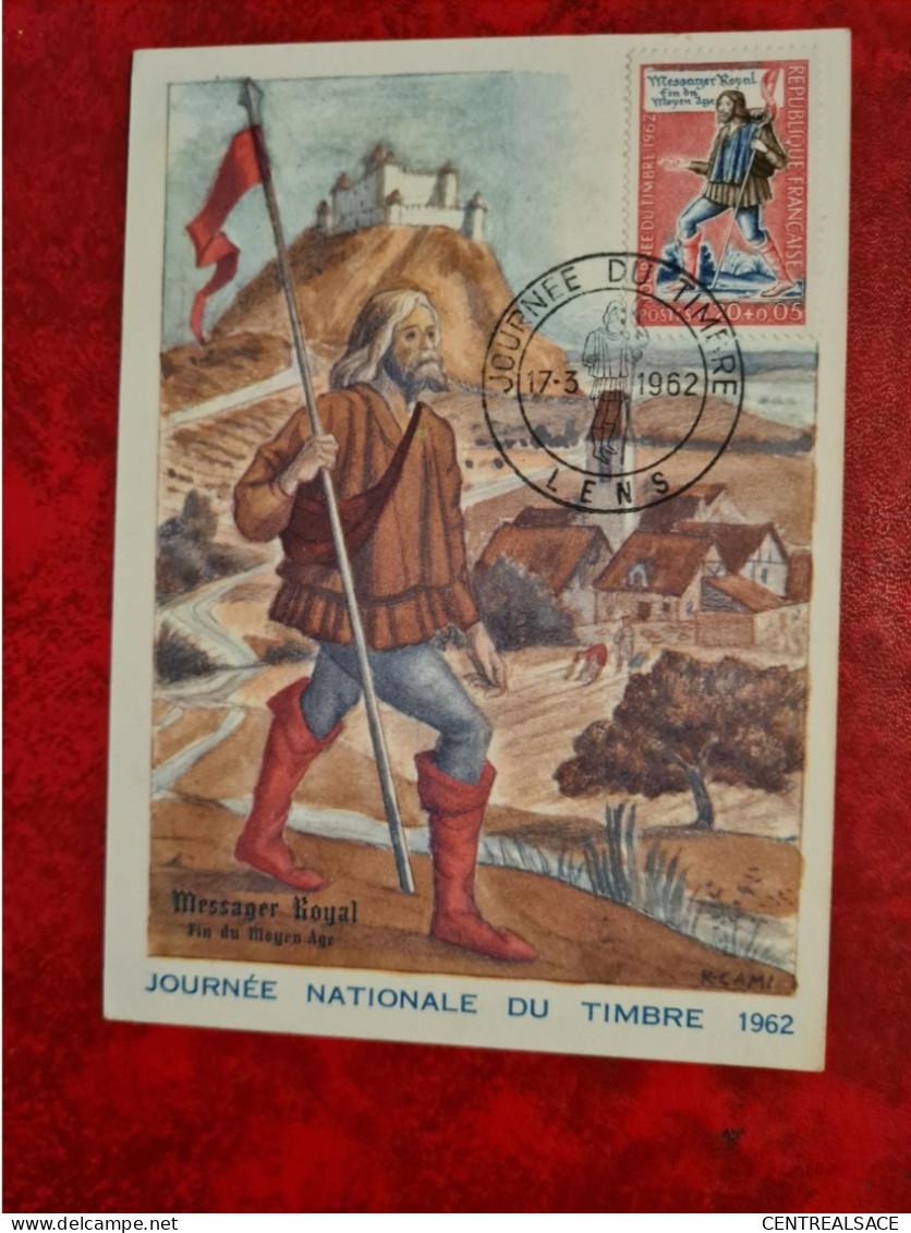 Carte 1962 MAXI LENS JOURNEE DU TIMBRE MESSAGER ROYAL - Zonder Classificatie