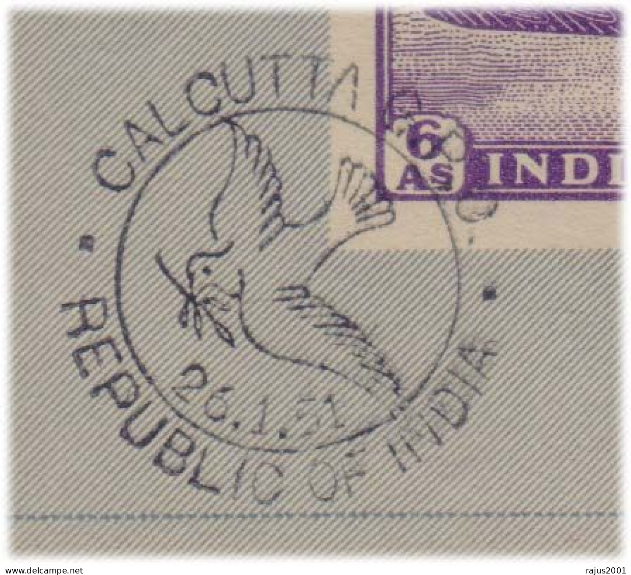 First Anniversary Of India's Republic Was Celebrated On January 26, 1951, Republic Of India Aerogramme Air Letter 1951 - Lettres & Documents