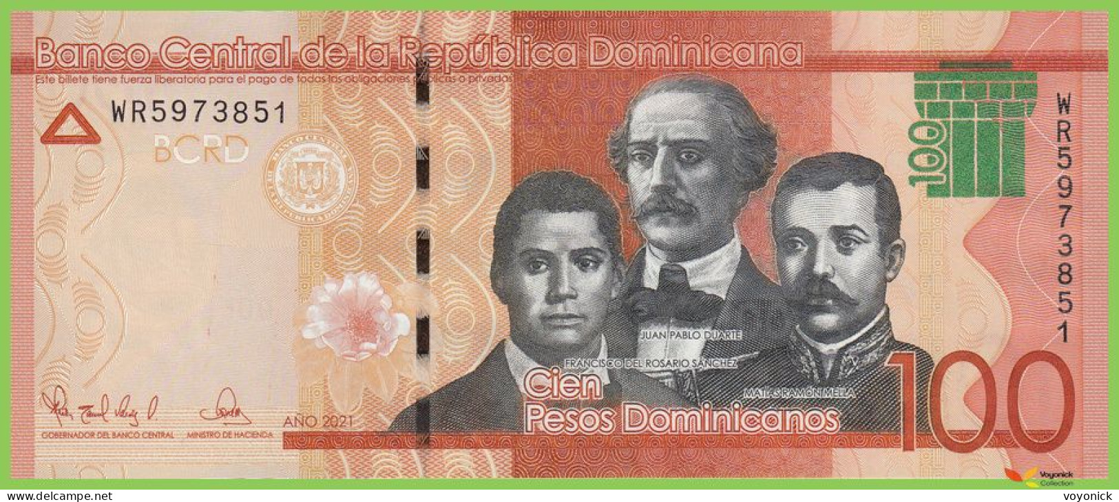 Voyo DOMINICANA 100 Pesos Dominicanos 2021 P190f B728c WR UNC - Dominicaine