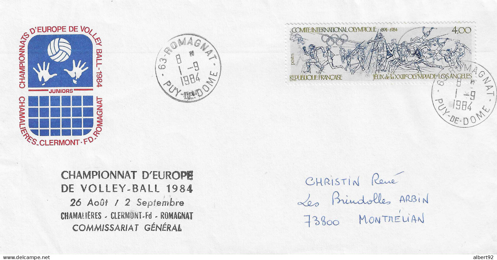 1984 Championnats D'Europe De Volley Ball ; Site De Romagnat (lettre Siglée Comité D'Organisation) - Pallavolo