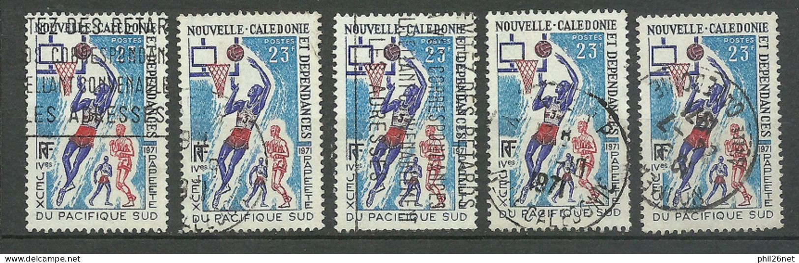 Nouvelle Calédonie Poste N° 376 Basket Ball  5  Exemplaires Oblitérés    B/TB          Voir Scans    Soldé ! ! ! - Usati