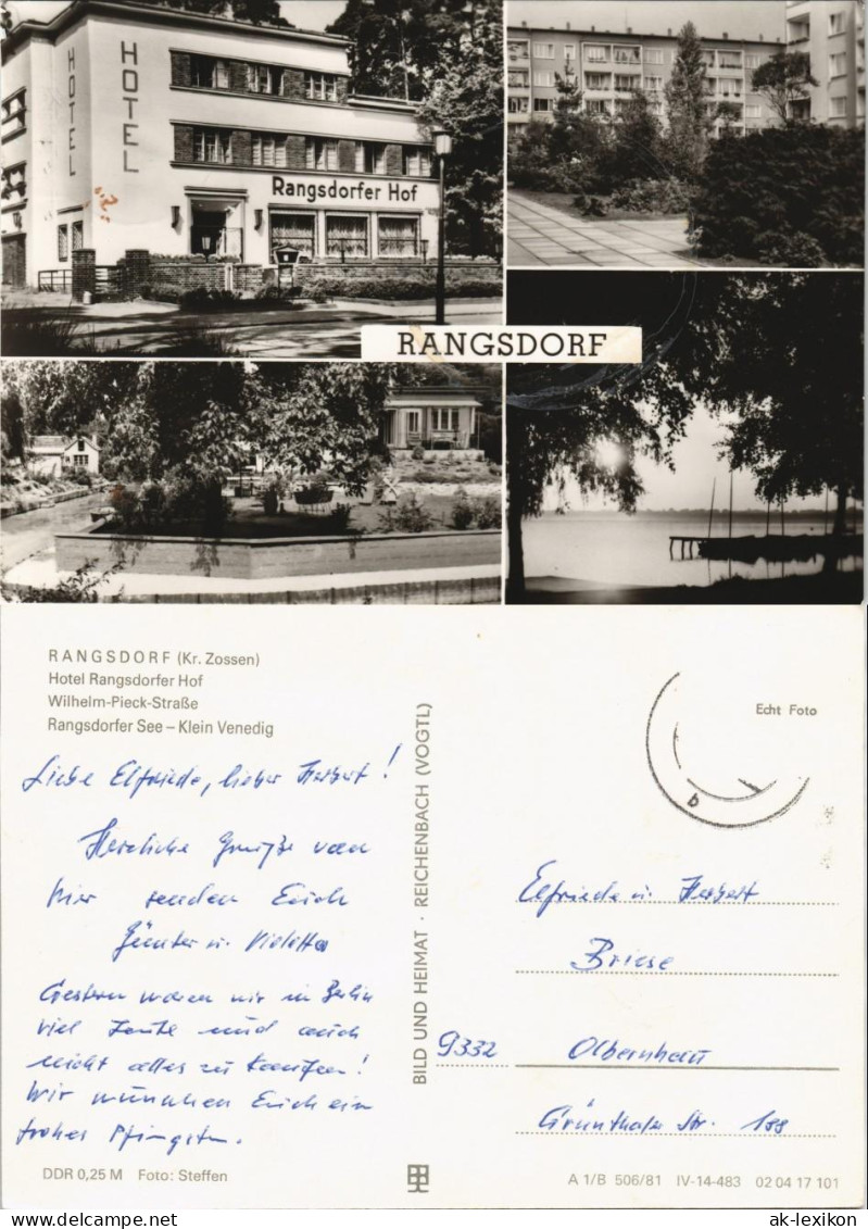 Rangsdorf DDR Mehrbild-AK Mit Hotel Rangsdorfer Hof, See Klein-Venedig 1981 - Rangsdorf